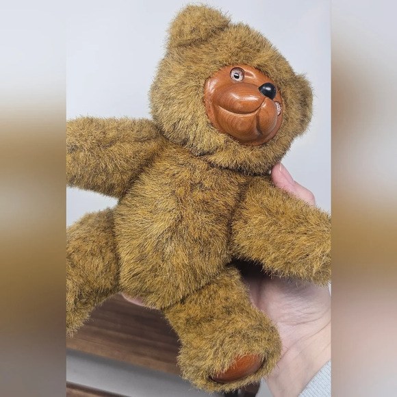 Vintage Robert Raikes Brown Jamie Jointed 9" Bear #5453 Applause 1985 Wood Face - Picture 5 of 11